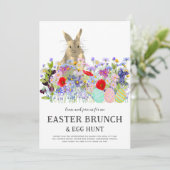 Invitation Easter Egg Hunt Spring Brunch Cute Bunny Floral (Debout devant)