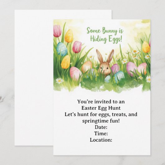 Invitation Easter egg hunting (Devant / Derrière)