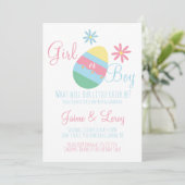 Invitation Easter Eggs Gender Reveal Spring (Debout devant)