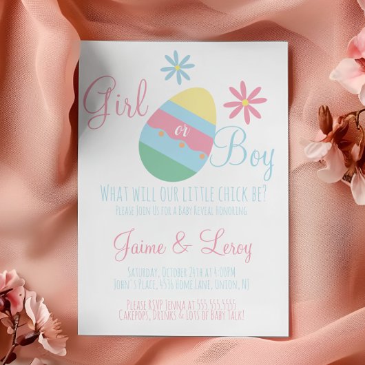 Invitation Easter Eggs Gender Reveal Spring