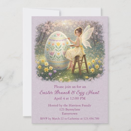 Invitation Easter Fairy Painting Egg Spring (Devant)