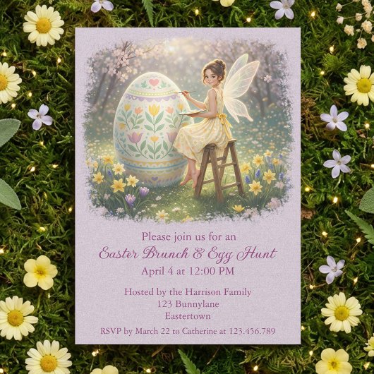 Invitation Easter Fairy Painting Egg Spring