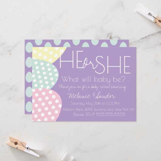 Invitation Easter He or She Baby Reveal Baby Shower (Devant/Arrière en situation)