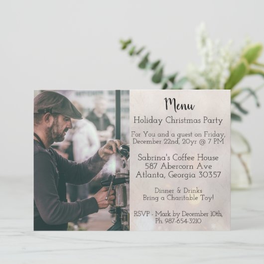Invitation Easy Coffee Shop Menu Style Fête de Noël (Debout devant)
