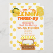 Invitation Easy Peasy Lemon Three-sy, Lemon 3rd Birthday (Devant / Derrière)