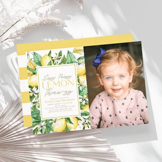 Invitation Easy Peasy Lemon Trois-zy Photo 3e anniversaire
