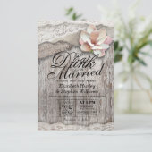 Invitation EAT Boire et être marié Mariage Bois Burlap Dentel (Debout devant)