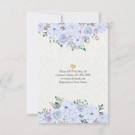 Invitation EAT Boire et être marié Mariage Floral Gold Script (Dos)