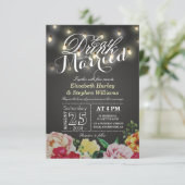 Invitation EAT Boire et être marié String Light Chic Floral (Debout devant)
