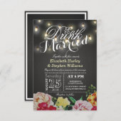 Invitation EAT Boire et être marié String Light Chic Floral (Devant / Derrière)