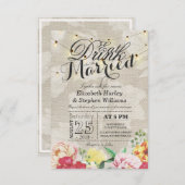 Invitation EAT Boire et être marié String Light Chic Floral (Devant / Derrière)