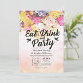 Invitation EAT Boisson & Fête Moderne Mariage aquarelle (Debout devant)