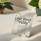 Invitation EAT Boisson & Fleur Mariage Fleur Bois Chaîne Lumi
