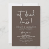 Invitation Eat, Drink and Dance, Modern Wedding Reception (Devant)