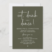 Invitation Eat, Drink and Dance, Modern Wedding Reception (Devant)