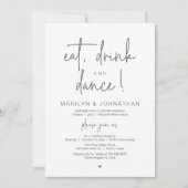 Invitation Eat, Drink and Dance, Modern Wedding Reception (Devant)