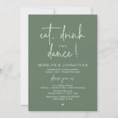 Invitation Eat, Drink and Dance, Modern Wedding Reception (Devant)
