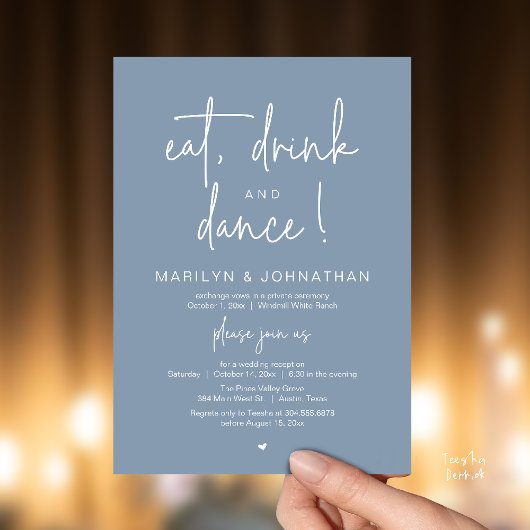 Invitation Eat, Drink and Dance, Modern Wedding Reception