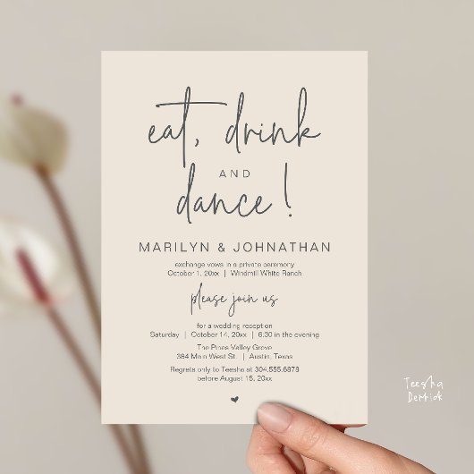Invitation Eat, Drink and Dance, Modern Wedding Reception