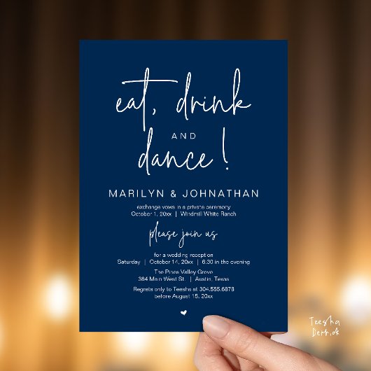 Invitation Eat, Drink and Dance, Modern Wedding Reception