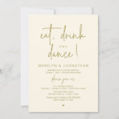 Invitation Eat, Drink and Dance, Modern Wedding Reception (Devant)