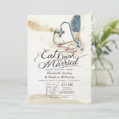 Invitation EAT Drink Be Marié Mariage Dragonfly Mating Love (Debout devant)