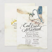 Invitation EAT Drink Be Marié Mariage Dragonfly Mating Love (Devant / Derrière)