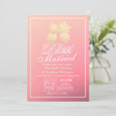 Invitation EAT Drink Be Marié Mariage Gold Pineapple Couple (Debout devant)