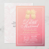 Invitation EAT Drink Be Marié Mariage Gold Pineapple Couple (Devant / Derrière)
