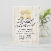 Invitation EAT Drink Be Marié Mariage Gold Pineapple Couple (Debout devant)