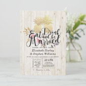 Invitation EAT Drink Be Marié Mariage Gold Pineapple Couple (Debout devant)