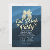 Invitation EAT Drink Be Marié Mariage Gold Pineapple Couple (Devant)
