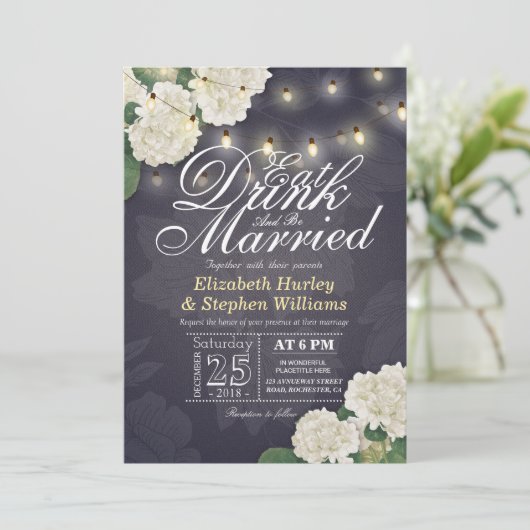 Invitation EAT Drink & Be Married Flower String Mariage (Debout devant)
