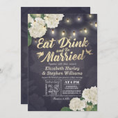 Invitation EAT Drink & Be Married Flower String Mariage (Devant / Derrière)