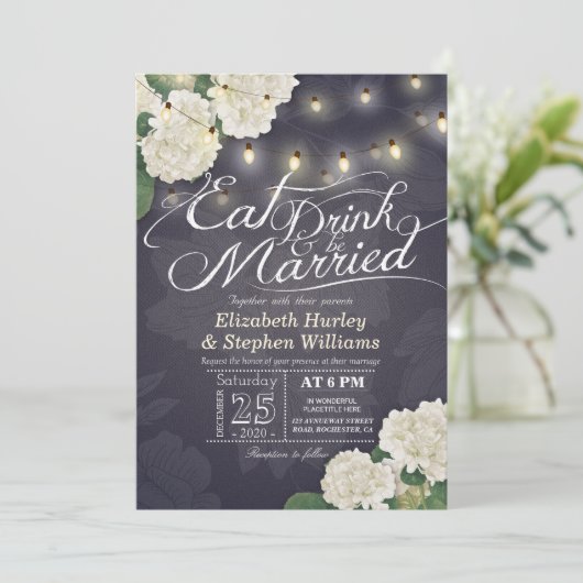 Invitation EAT Drink & Be Married Flower String Mariage (Debout devant)