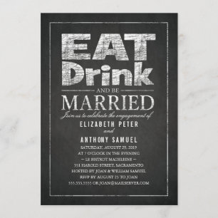 Invitation Eat Drink Be Married Funny Engagement Party