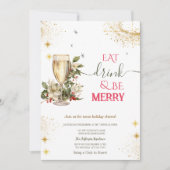 Invitation Eat Drink & Be Merry Champagne Flowers (Devant)