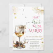 Invitation Eat Drink & Be Merry Wine Glass Bow (Devant)