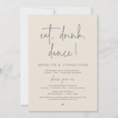 Invitation Eat, Drink, Dance, Wedding Elopement Dinner Party  (Devant)