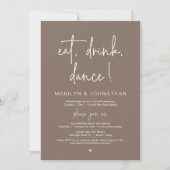 Invitation Eat, Drink, Dance, Wedding Elopement Dinner Party  (Devant)
