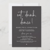 Invitation Eat, Drink, Dance, Wedding Elopement Dinner Party  (Devant)