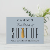 Invitation Eat Drink & Suitup Gold Serez-vous mon meilleur (Debout devant)