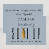 Invitation Eat Drink & Suitup Gold Serez-vous mon meilleur (Devant / Derrière)