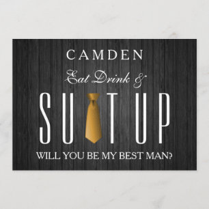 Invitation Eat Drink & Suitup Gold Serez-vous mon meilleur