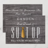 Invitation Eat Drink & Suitup Gold Serez-vous mon meilleur (Devant / Derrière)