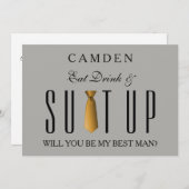 Invitation Eat Drink & Suitup Gold Serez-vous mon meilleur (Devant / Derrière)