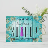 Invitation Eat Drink & Suitup Purple Serez-vous mon meilleur (Debout devant)