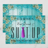 Invitation Eat Drink & Suitup Purple Serez-vous mon meilleur (Devant / Derrière)