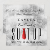 Invitation Eat Drink & Suitup Rouge Serez-vous mon meilleur (Devant / Derrière)