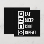 Invitation Eat Sleep Code Répétition Coding Programmer Ingéni (Devant / Derrière)